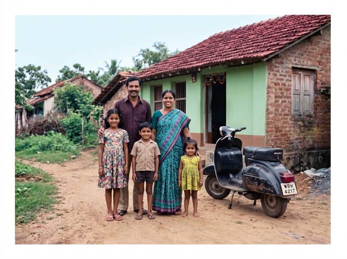 Family group photo restored in natural colour